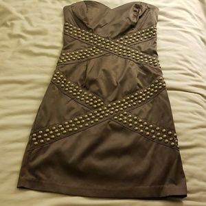 Charlotte Russe Gray Satin Studded Dress Size S